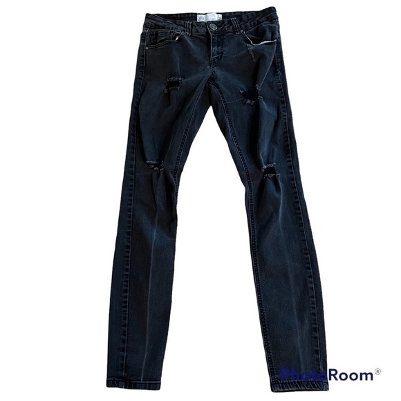 𝅺RSQ Ibiza skinny black distressed jeans, size 7, super stretchy. - Picture 1 of 9